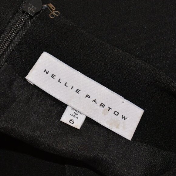 PARTOW Silk Black Long Sleeve Dress Sz 6 - Picture 3 of 7